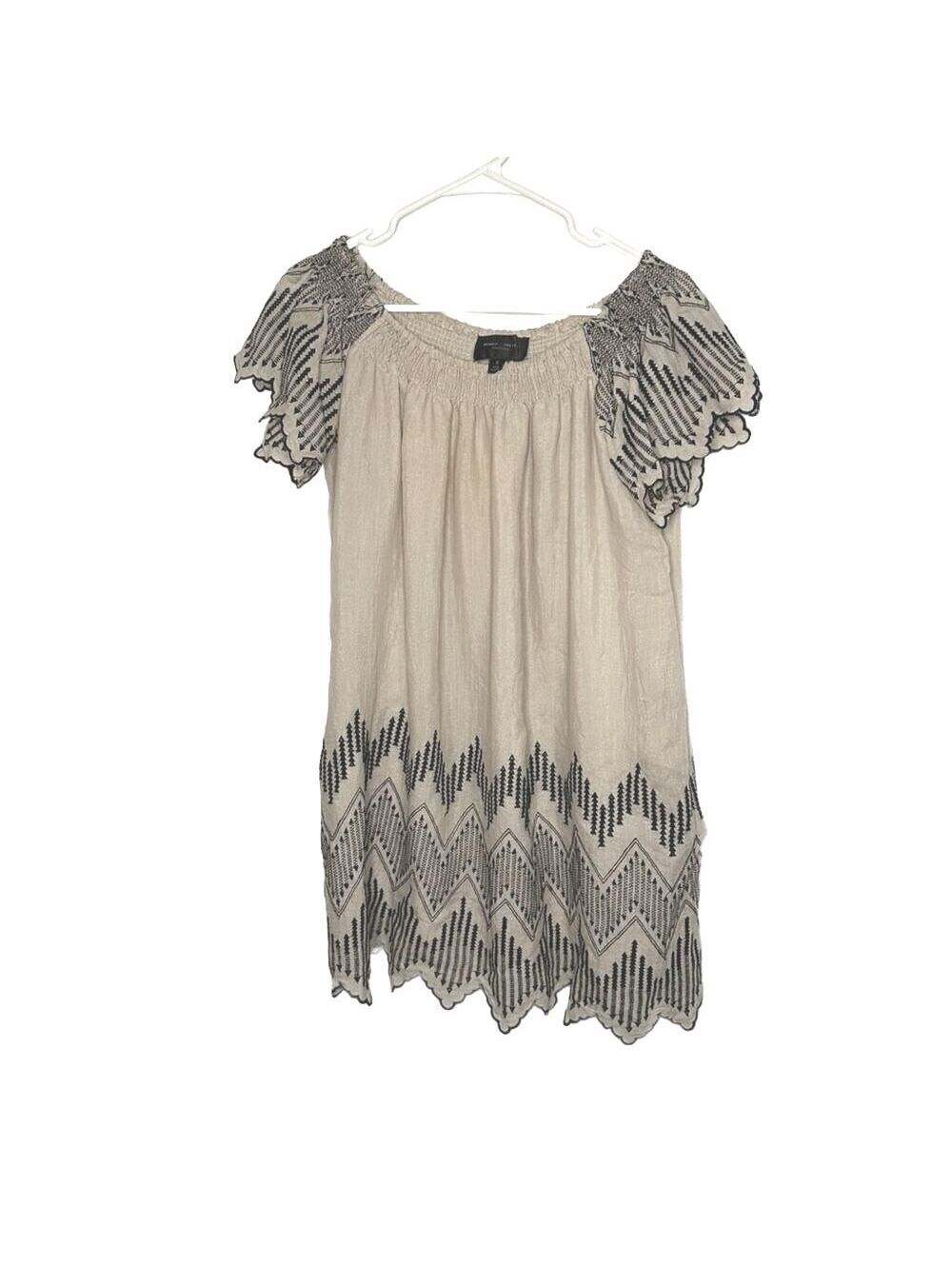 Romeo & Juliet Couture Boho Off-Shoulder Embroidered Dress with Pockets SM